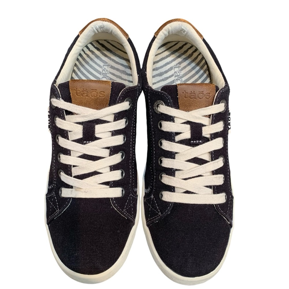 Taos Star Black/Charcoal Canvas Sneaker 8.5 Lace Up Low Top Casual Comfort Shoes - Picture 2 of 16
